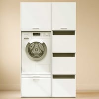 Meubles pour buanderie Linea - 116x67x200cm - 5 portes & 1 tiroir - blanc