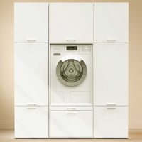Meubles pour buanderie Linea - 167x67x200cm - 7 portes & 2 tiroirs - blanc