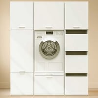 Meubles pour buanderie Linea - 166x67x200cm - 8 portes & 1 tiroir - blanc