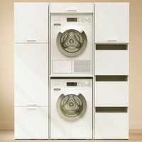 Meubles pour buanderie Linea - 166x67x200cm - 8 portes - blanc