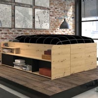 Lit avec espace de rangement Taravel 140x200 - chêne artisan