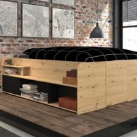 Lit avec espace de rangement Taravel 140x200 - chêne artisan