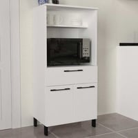 Meuble micro-ondes Tegan - 60x40x130cm - 2 portes & 1 tiroir - blanc