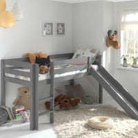 Lit mi-hauteur avec toboggan Astrid - grijs