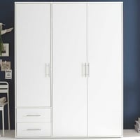Armoire Valencia - 155x60x195cm - 3 portes & 2 tiroirs - blanc