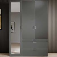 Armoire Vasili - 135x56x195cm - 3 portes & 3 tiroirs - graphite