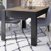 Table à manger extensible Wilke - 155/205x90x74cm - chêne brossé/noir mat