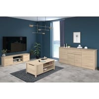 Salon Wendy: meuble tv, table basse, enfilade - décor chêne