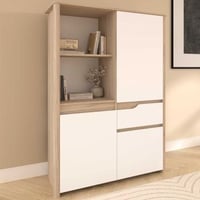 Vaisselier Wendy - 109x40x151cm - 3 portes & 1 tiroir - décor chêne/blanc