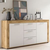Enfilade Jam 125x35x80cm - 2 portes & 3 tiroirs - chêne Wotan/blanc