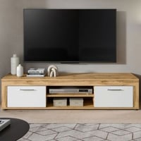 Meuble TV Jam - 160x40x37cm - 2 portes - chêne Wotan/blanc