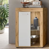 Vitrine Jam - 60x35x86cm - 1 porte - chêne Wotan/blanc