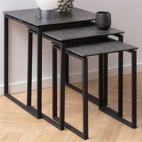 Jeu de 3 tables d'appoint Nicola céramique - noir