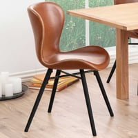 Chaise en similicuir Tilda avec pieds obliques - cognac/noir