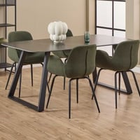 Table de salle à manger Antalya - 180x90x75cm - céramique - décor marbre noir