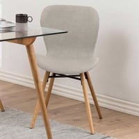 Chaise en tissu Tilda avec pieds obliques - sable/chêne