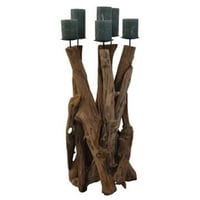 Bougeoir pour 5 bougies Wiggo - 35x35x65cm - bois flotté teck
