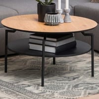 Table basse Marvin Ø80 - chêne sauvage/noir