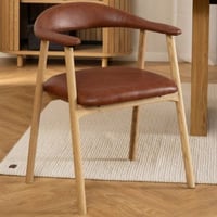 Chaise de salle à manger Addi - similicuir, bois chêne - cognac