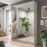 Armoire Projekt X Xonox - Blanc Laminé et Miroir - 122x193x34 cm