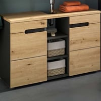 Meuble de salle de bain Canu Xonox - Basaltgrisé et Bois - 80x55x34 cm