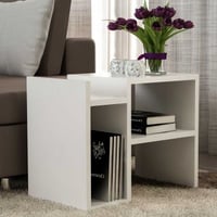 Table d'appoint Piyon - 50x30x40cm - avec rangement - blanc