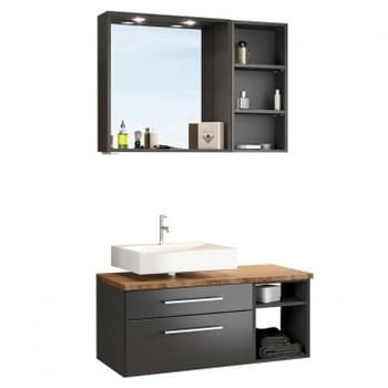 Ensemble salle de bains Dasa 1 gauche - graphite/gris mat 
