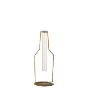 Soliflore 1 tube bouteille metal/verre or small