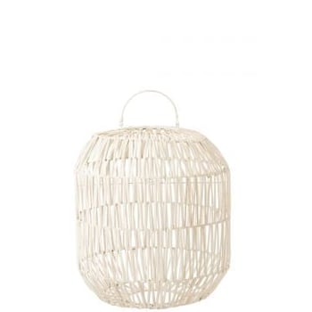 Abat-jour cylindrique rotin blanc
