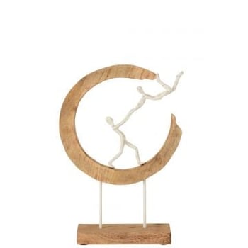 Couple vole 1/2 lune bois de manguier/aluminium naturel/blanc
