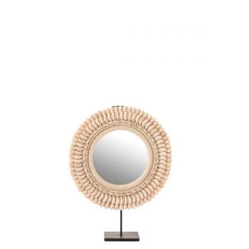 Miroir sur pied mona coquillages rose clair large
