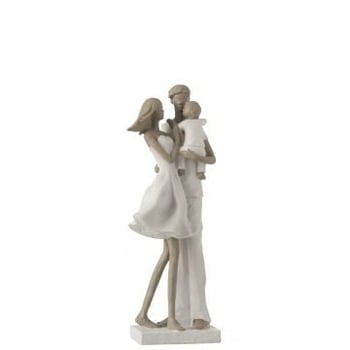Couple + enfant resine blanc/taupe