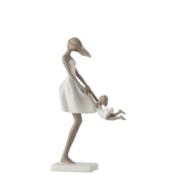 Mere joue avec sa fille resine blanc/taupe