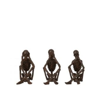 Squelette entendre/voir/se taire resine bronze assortiment de 3