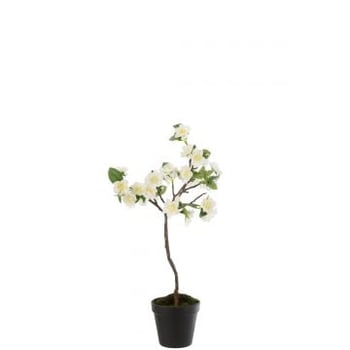 Arbre en fleurs plastique blanc/marron small