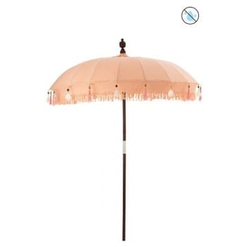 Parasol floches/coquillages peche bois marron fonce large