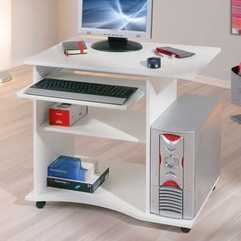 Bureau sur roulettes pour ordinateur Adda - blanc