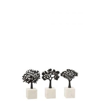 Arbre + pied aluminium/marbre noir/blanc assortiment de 3