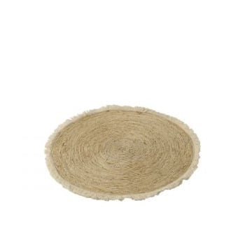 Tapis floche ecorce de mais/coton beige/blanc