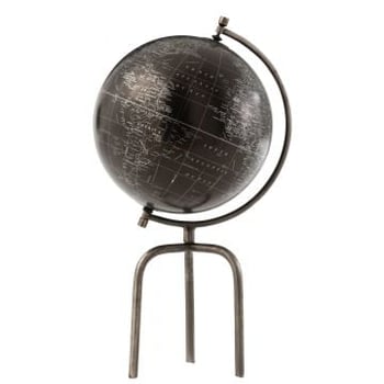 Globe trepied metal/plastique argent/noir large