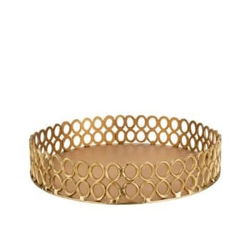 Plateau rond cercles aluminium or