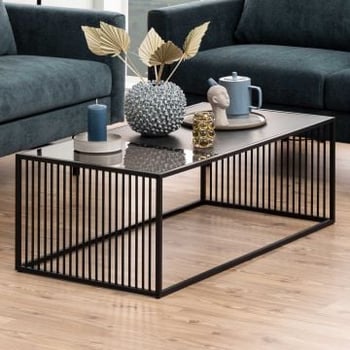 Table basse en marbre et verre, base en fil de fer, 120x60cm