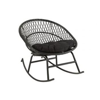 Chaise a bascule + coussin zayo metal/roseau noir