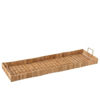 Plateau long rectangulaire rotin naturel