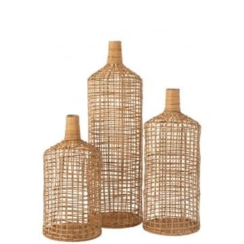 Set de 3 vases decoratifs bambou naturel