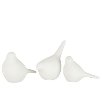Set 3 oiseaux ceramique blanc