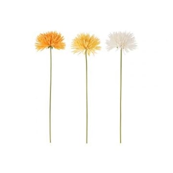Chrysantheme plastique blanc jaune orange assortiment de 3