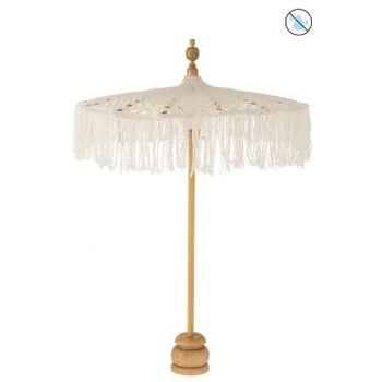 Parasol + pied macrame coton blanc small