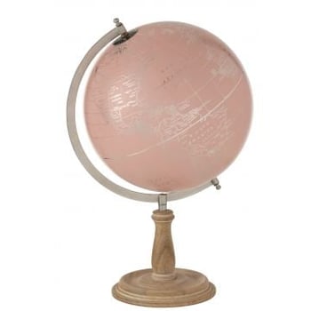 Mappemonde sur pied rose clair/doré medium