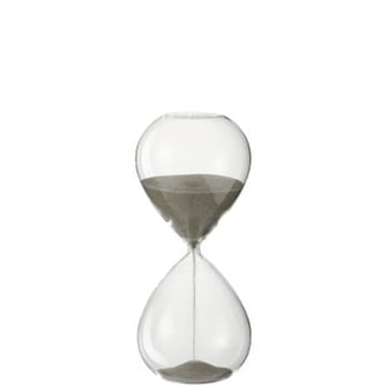 Sablier decoratif verre/sable gris medium
